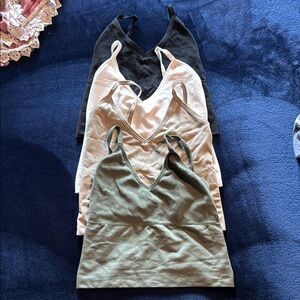 Set of Four Camisole Tops in Black, White, Cream and Green